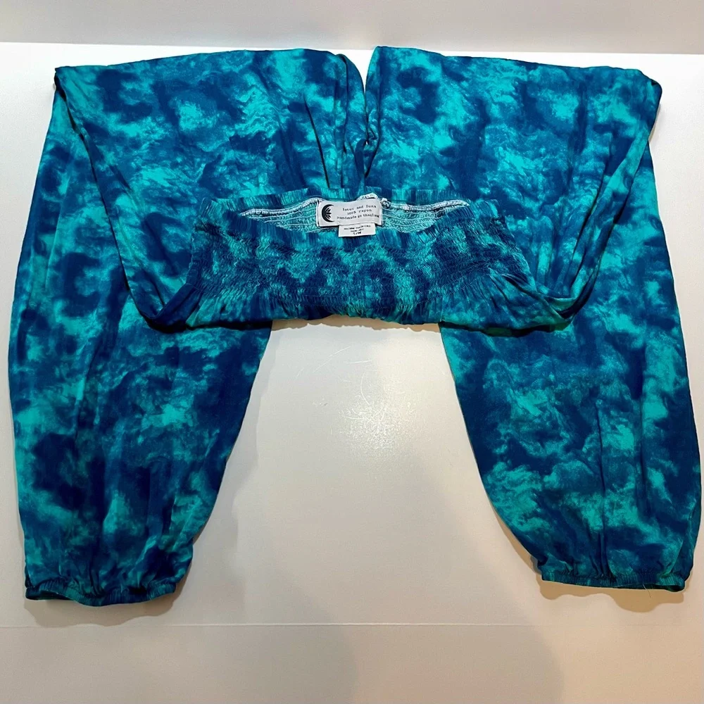 Lotus and Luna Blue Harem Yoga Pants Small NWOT - Picture 1 of 9